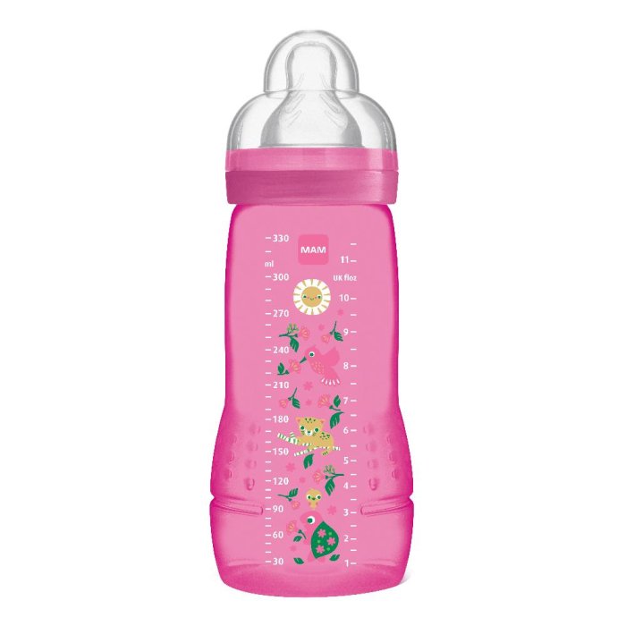 MAM Easy Active Baby Bottle 4+ M Capacità 330 ml Fairy Tale Biberon Rosa 1 Pezzo