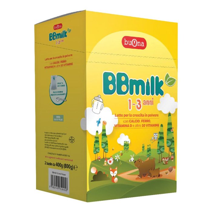 Buona BBmilk Latte Biologico in Polvere 1-3 anni, 2 buste da 400g