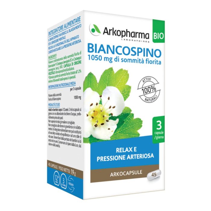 Arkopharma Arkocapsule - Biancospino Bio Integratore Alimentare 45 Capsule