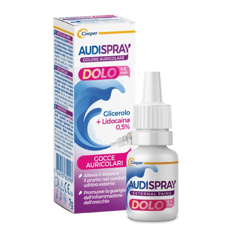 Audispray Dolo 7 g - gocce auricolari con glicerolo e lidocaina per dolore e prurito all'orecchio