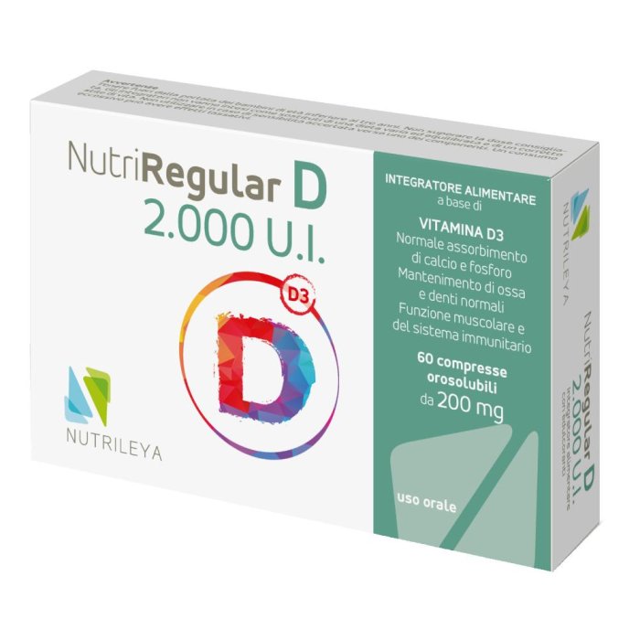 Nutriregular D 2000 Unità Internazionali Vitamina D3 Integratore Alimentare Vegetale 60 Compresse