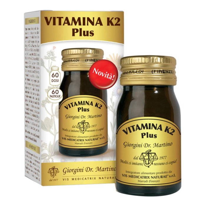 Integratore Vitamina K2 Plus 60 Pastiglie ad Alta Concentrazione con Vitamina K2 MK7 per la Salute di Ossa e Cuore