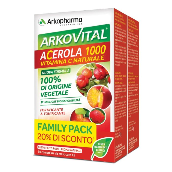 Arkovital Acerola 1000 integratore vitamina c naturale fortificante e tonificante 60 compresse
