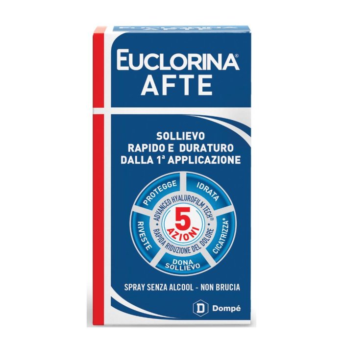 Euclorina Afte Spray Senza Alcool - Trattamento Rapido per Ulcere Orali - 15ml