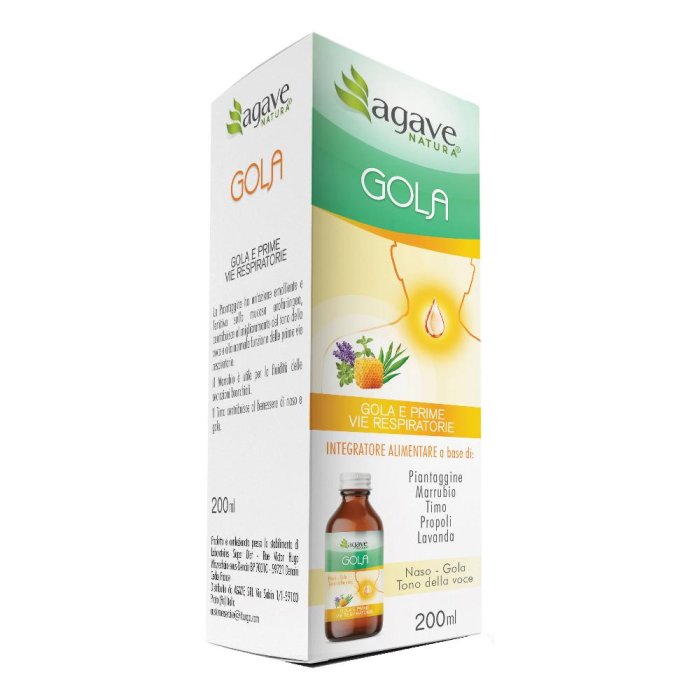 Agave Natura gola sciroppo 200 ml per fastidi mal gola e prime vie respiratorie - Agave Srl