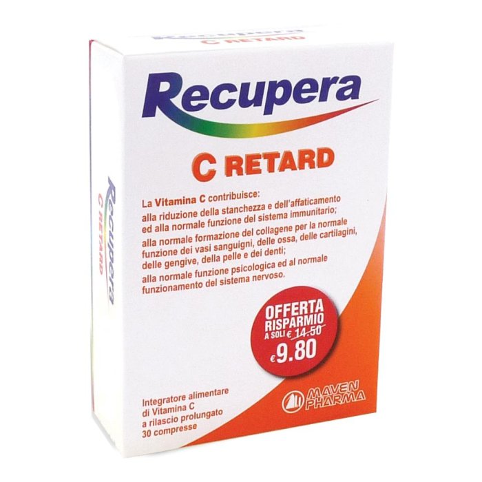 Recupera C Retard Integratore di Vitamina C 30 Compresse a Rilascio Prolungato