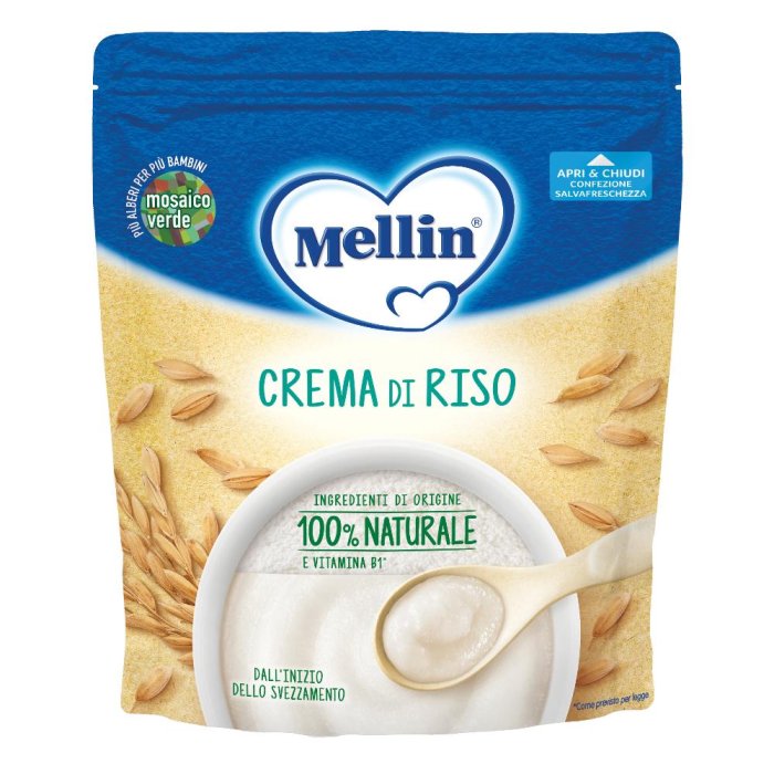 Mellin Crema di Riso dal 4 ° mese Ingredienti di origine 100% Naturale e Vitamina B1 200g