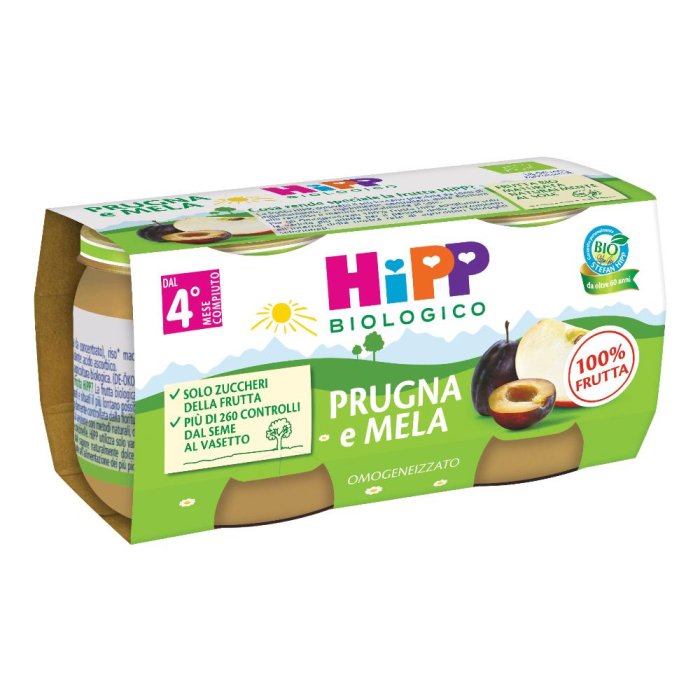HiPP Omogeneizzato Biologico di Prugna e Mela dai 4+ Mesi 2 x 80g