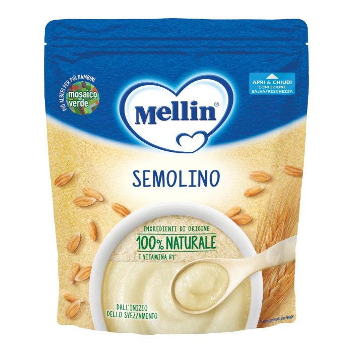 Mellin Semolino dal 4 ° mese Ingredienti di origine 100% Naturale e Vitamina B1 200g