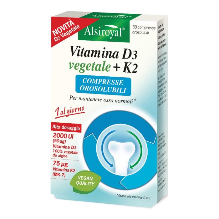 Vitamina D3 e K2 Integratore Alimentare in 30 Compresse ad Alto Dosaggio per Ossa, Denti e Sistema Immunitario