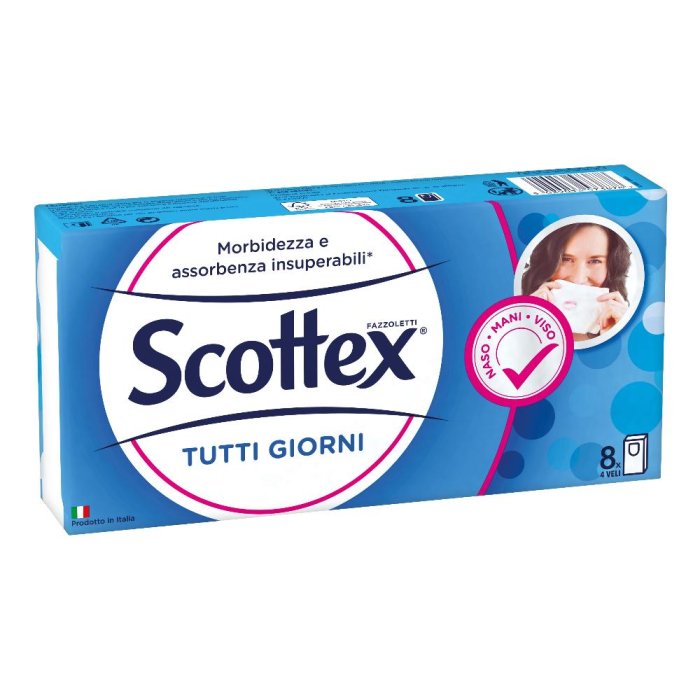 Scottex Tutti Giorni Fazzoletti di Carta Quattro Veli 8 Pezzi