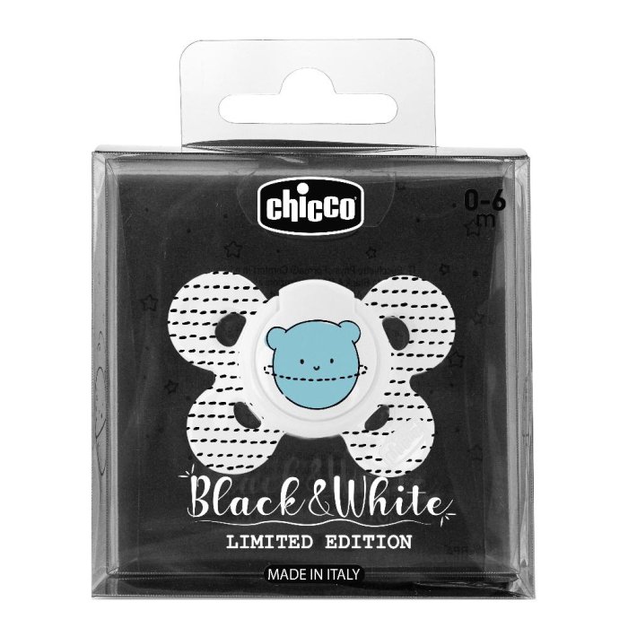 Chicco Artsana PhysioForma Black White Comfort Succhietto Tettarella Silicone 0-6m 1 Pezzo Limited Edition
