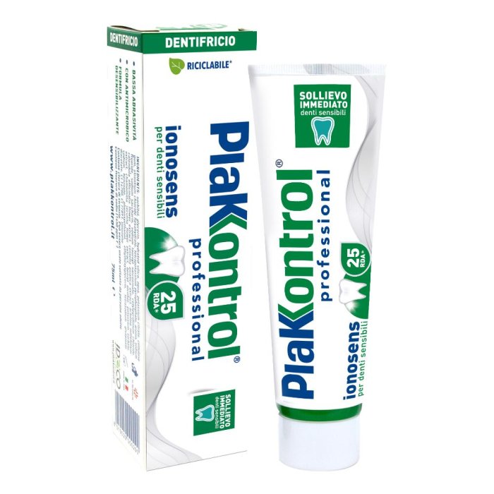 Plakkontrol Dent Ionosens 75 ml - dentifricio anti placca per denti sensibili con tecnologia Ionosens
