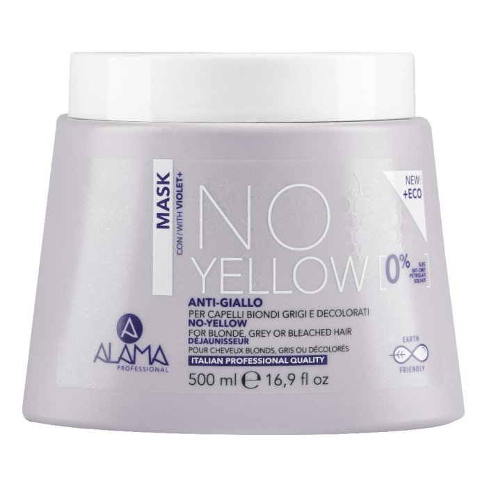 Alama No Yellow - Maschera Anti Giallo Per Capelli Biondi Grigi Decolorati,500 ml