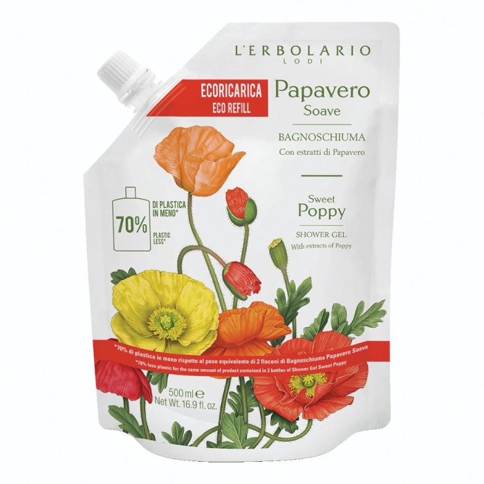 Papavero Soave bagnoschiuma ricarica - ricarica bagnoschiuma al papavero
