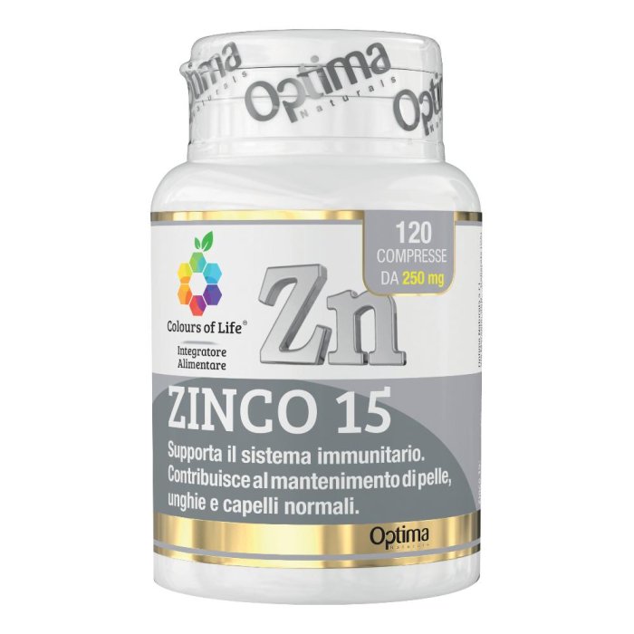 Optima Naturals Colours Of Life - Zinco 15 Integratore per Difesa 120 Compresse