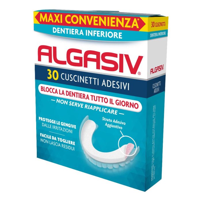 Algasiv 30 Cuscinetti Adesivi Dentiera Inferiore