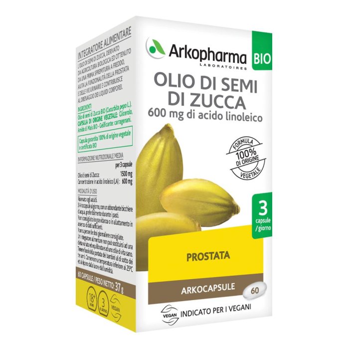 Arkopharma Arkocapsule - Olio Semi Zucca Bio Integratore 60 Capsule