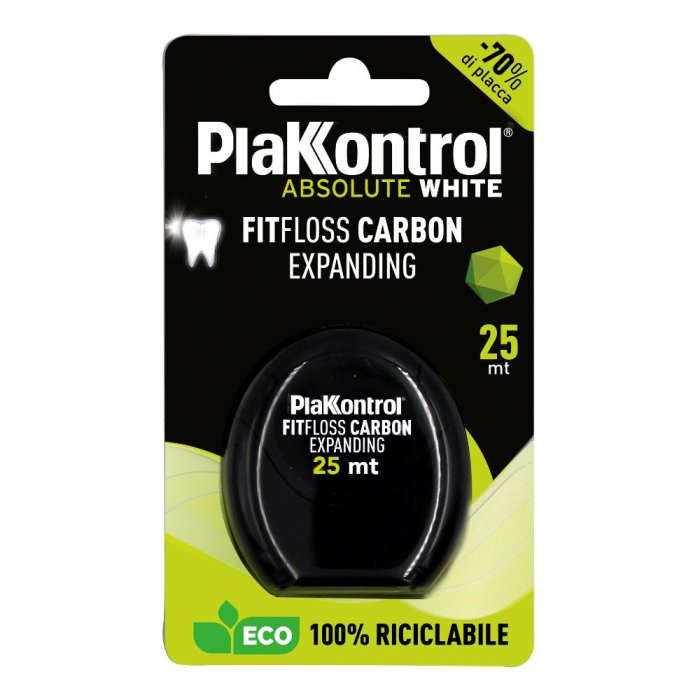 Plakkontrol Fitfloss Carbon 25 m filo interdentale attivo al carbone