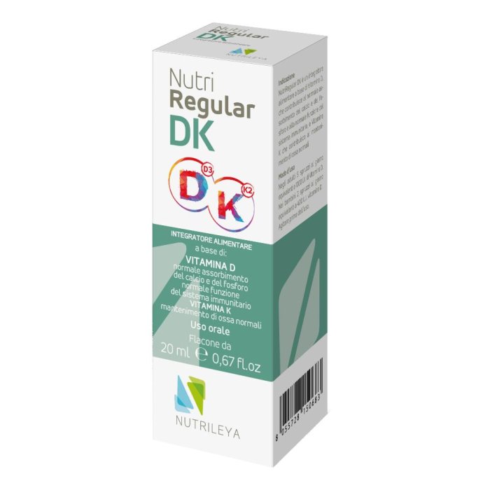 Nutriregular DK 20 ml integratore alimentare con vitamina D3 e K2 in gocce per ossa forti e sistema immunitario
