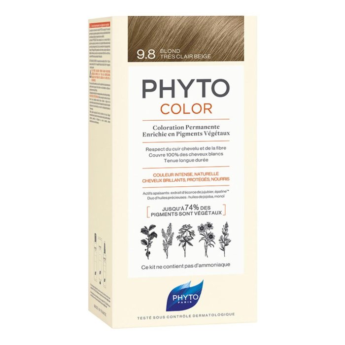Phyto Capelli Sani e Splendenti Phyto Color Colorazione Permanente Delicata 9.8 Biondo Chiarissimo Cenere