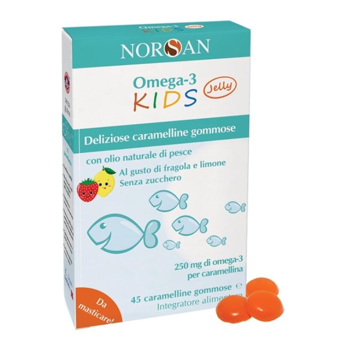 Norsan Omega 3 Kids Caramellin Integratore Omega 3 per Bambini al Gusto Caramello 45 Caramelle Gommose