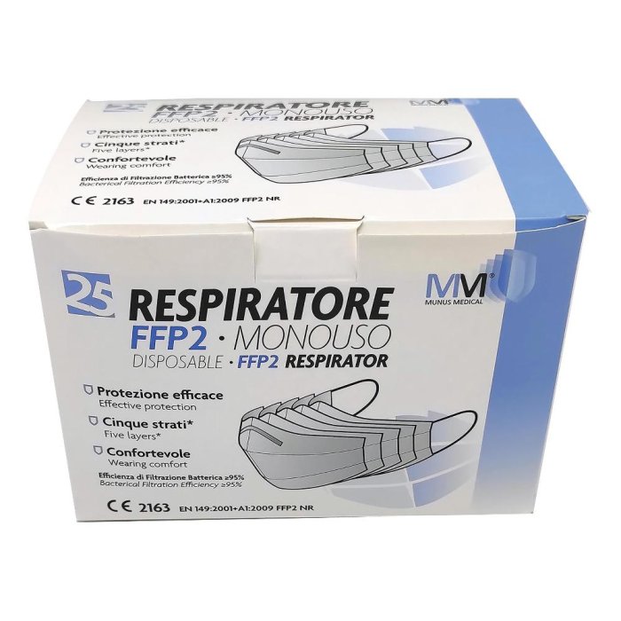 Munus Mascherine Respiratore Ffp2 certificate CE 25 Pezzi