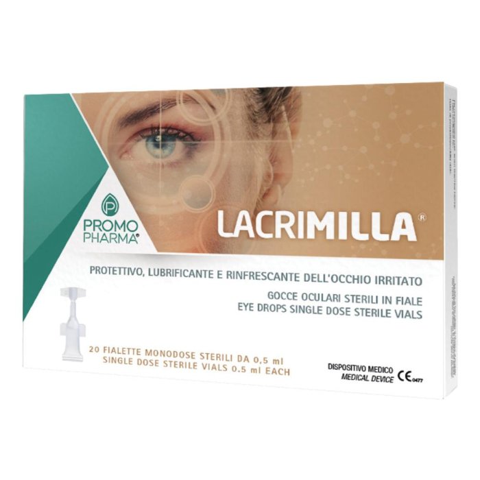 Lacrimilla Gtt Gocce Oculari Monodose 20 Fiale da 0,5 ml per Occhi Secchi, Arrossati e Affaticati