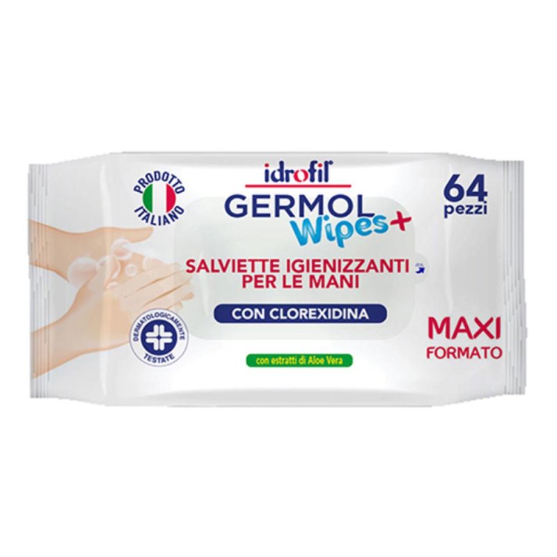 Idrofil Germolwipes+ Salviettine Igienizzanti Ipoallergeniche - 64 Pezzi