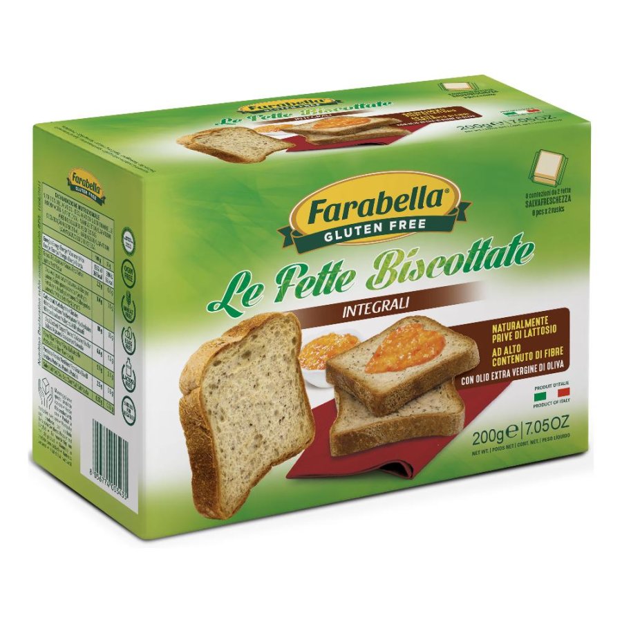 Farabella Senza Glutine Fette Biscottate Integrali 200 grammi Farabella Senza Glutine Fette Biscottate Integrali 200 grammi