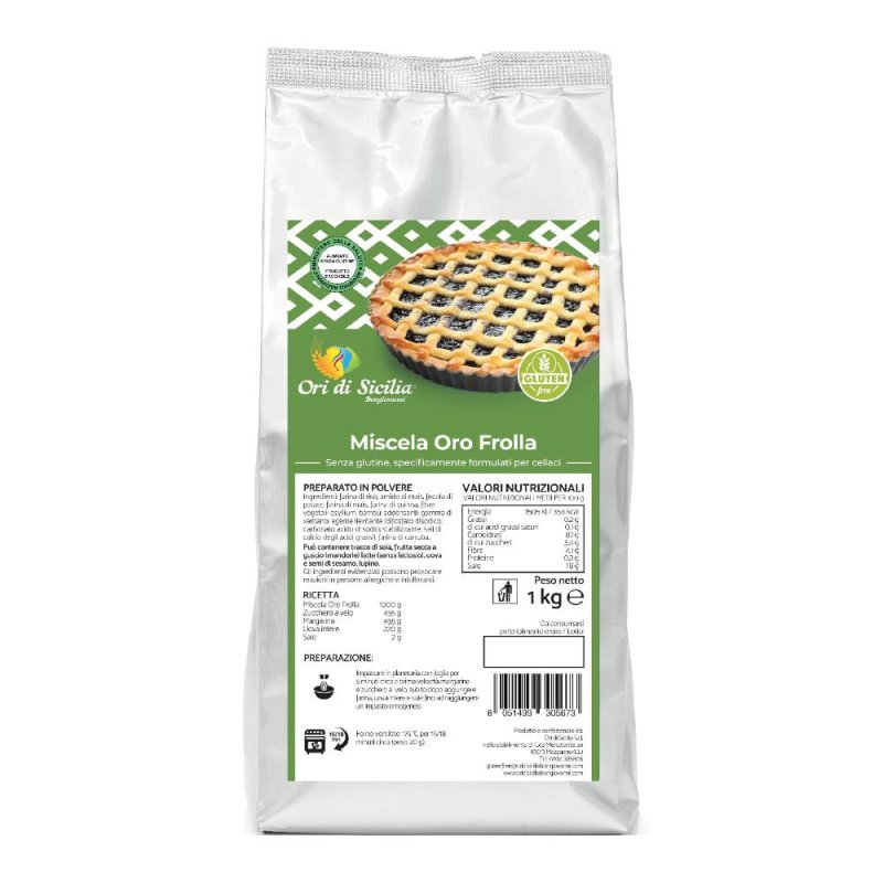 Ori di Sicilia Mix Frolla 1 Kg The Original Preparato per Pasta Frolla Siciliana per Dolci e Biscotti