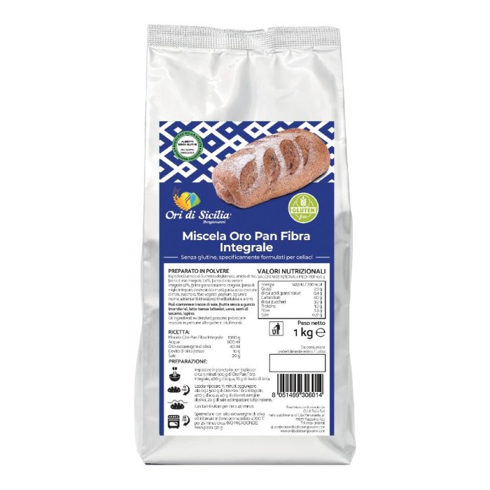 Ori di Sicilia Mix Farina Integrale Ricca di Fibre 1 kg per Pane, Pizza e Dolci