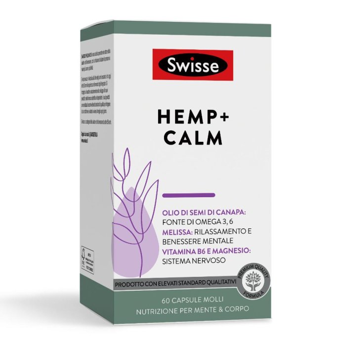 Swisse Hemp+ Calm Integratore Rilassamento e Qualità del Sonno 60 Capsule Molli