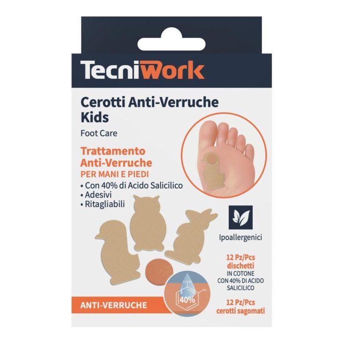 TECNIWORK Cerotti per Verruche Mani and Piedi 24 Pezzi | Trattamento per the Rimozione di Verruche e Calli