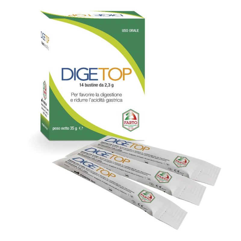 Digetop soluzione efficace contro gonfiore, bruciore di stomaco e digestione lenta 14 bustine