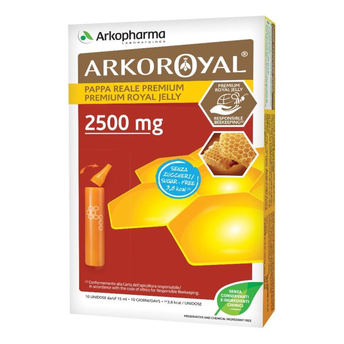 Arkoroyal Pappa Reale 2500 mg Senza Zuccheri Integratore Alimentare Energizzante Tonico per Adulti