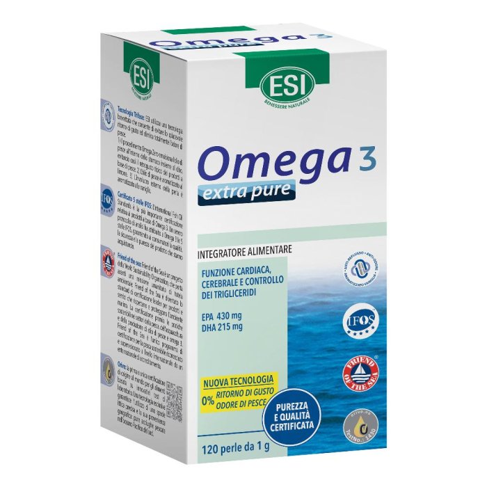 ESI Omega 3 - Extra Pure Integratore Naturale Omega 3 e Vitamina E 120 Perle