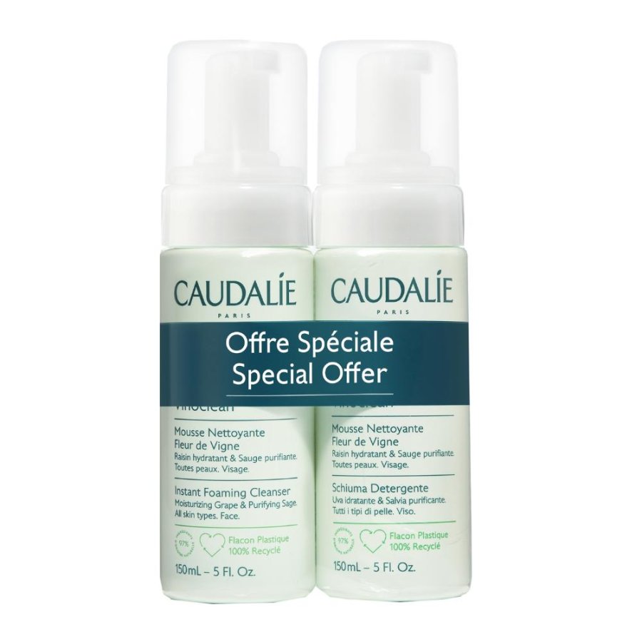 Caudalie Vinoclean - Duo Schiuma Detergente Mousse Soffice e Leggera 2 x 150 ml Caudalie Vinoclean - Duo Schiuma Detergente Mousse Soffice e Leggera 2 x 150 ml