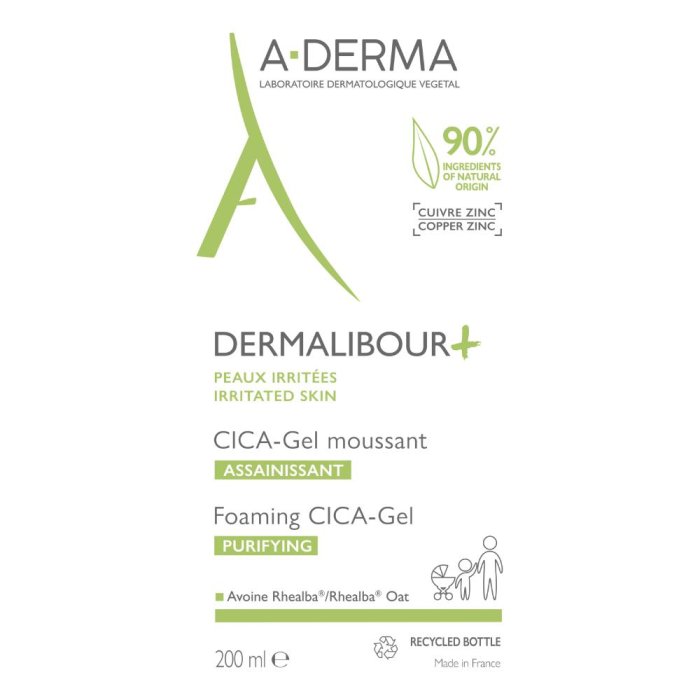 A Derma Dermalibour Plus Gel Detergente 200 ml Pelle Irritata Lenitivo per Viso e Corpo Neonati Bambini Adulti