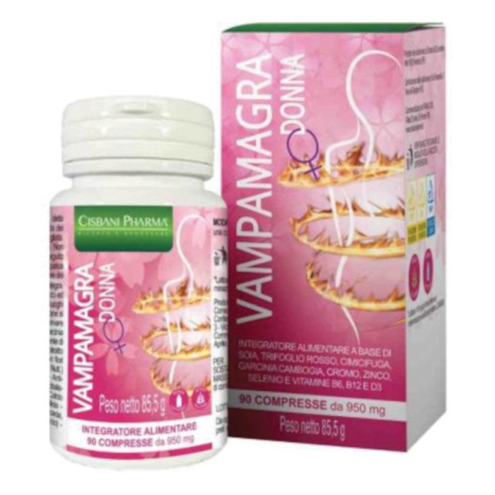 Vampamagra Donna 90 compresse - integratore per disturbi della menopausa con soia trifoglio rosso e cimicifuga