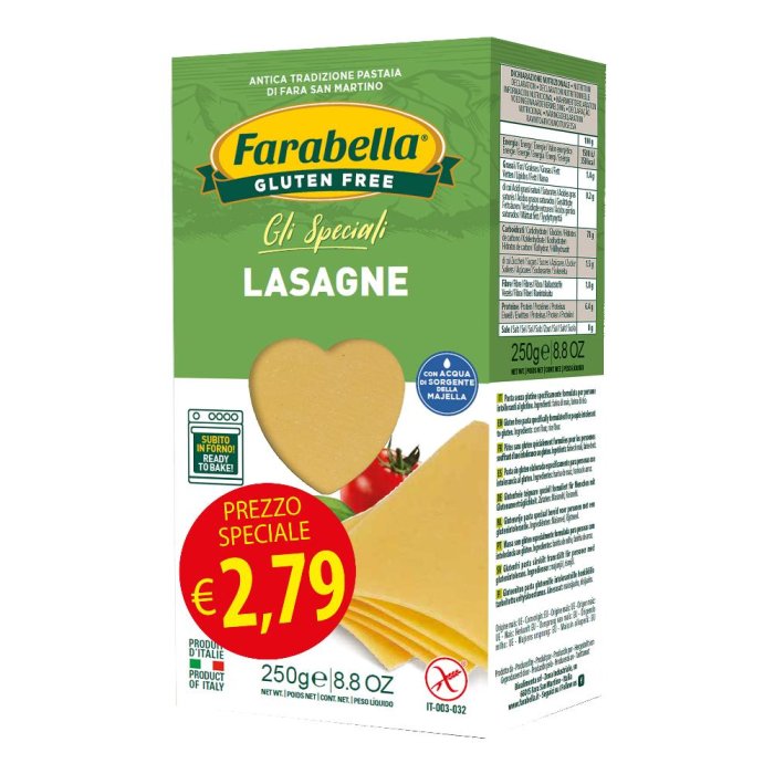 Bioalimenta Farabella Alimenti senza Glutine Lasagna Pasta Secca 250 g Offerta Promo