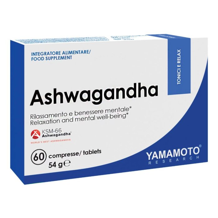 Yamamoto Research Ashwagandha Integratore 60 Compresse con Withania Somnifera per Stress, Relax e Benessere Mentale