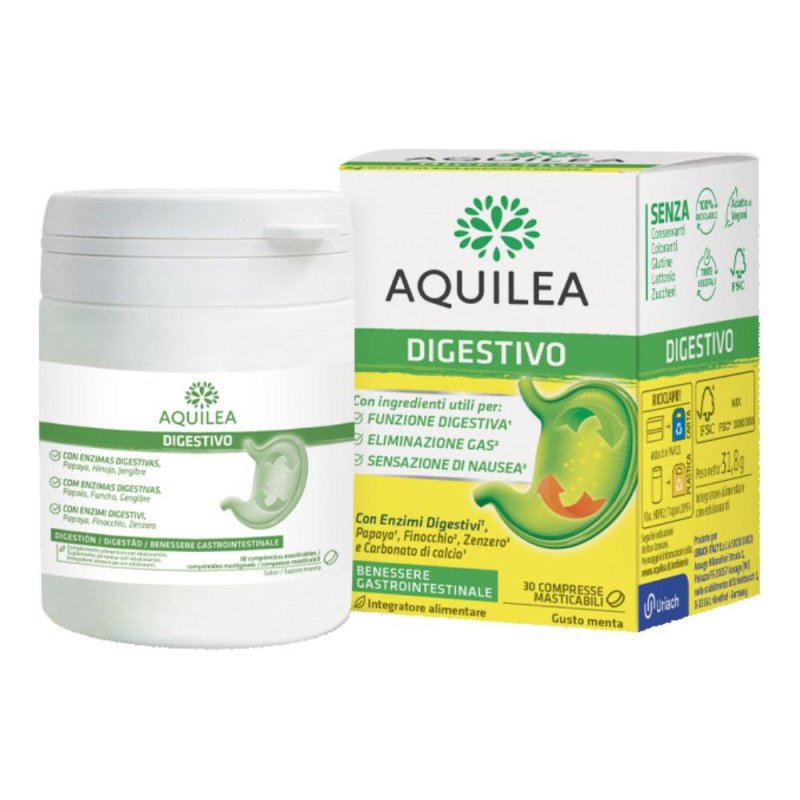 Aquilea Digestivo Integratore Benessere Gastrico 30 Compresse Masticabili