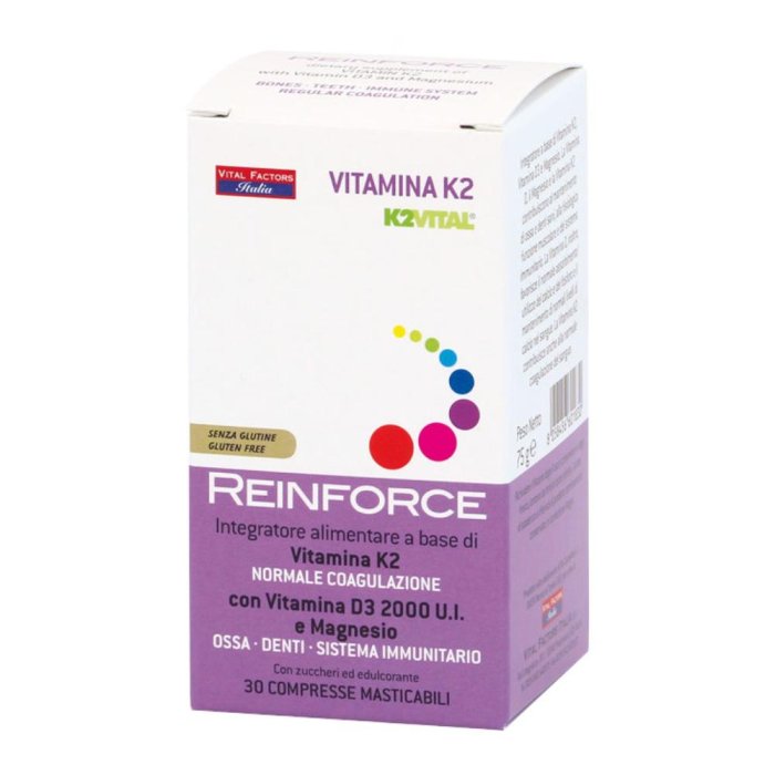 Reinforce Vitamina K2 Integratore 30 Compresse per Salute di Ossa e Cuore ad Alta Biodisponibilità