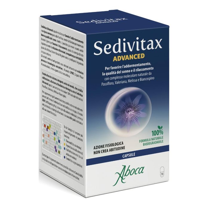 Sedivitax Advanced Aboca Integratore Naturale per Sonno, Rilassamento e Stress – 70 Opercoli