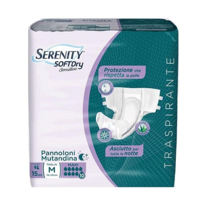 Serenity Mutandina Assorbente Sensitive Maxi Taglia Media 15 Pezzi per Incontinenza Adulti