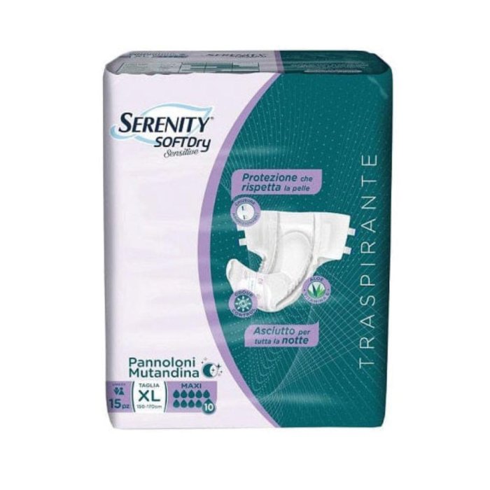 Serenity Pannolone Mutandina Super Dry Maxi XL 15 Pezzi per Incontinenza Adulto