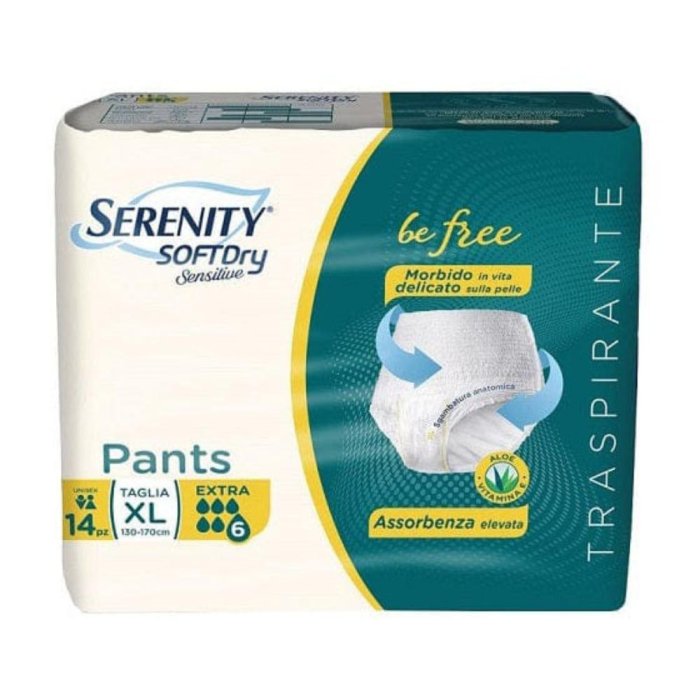 Serenity Pants Super Dry Sensitive Taglia Extra Large 14 Pezzi - Pannoloni a Mutandina per Incontinenza Adulti