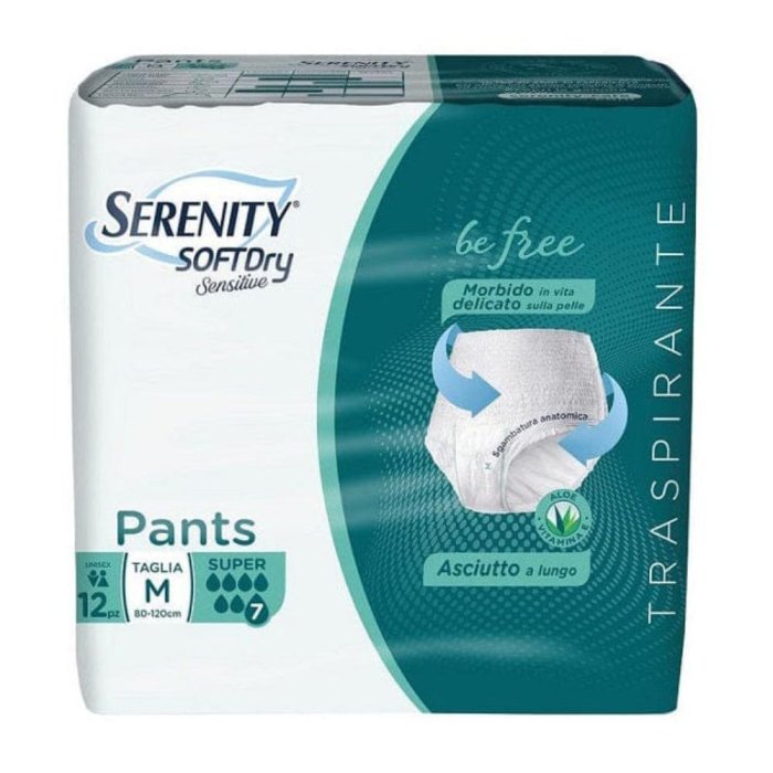 Serenity Pants Sensitive Mutandina Assorbente Incontinenza Taglia M per Adulto, Confezione da 12 Pezzi