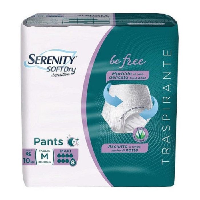 Serenity Pants Mutandina Assorbente per Incontinenza Taglia Media, 10 Pezzi